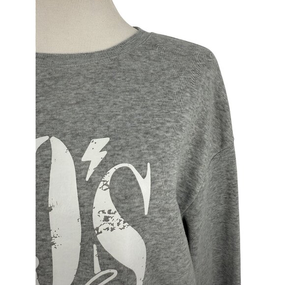SHEIN Gray "90s Babe" Distressed Crew Neck Relaxed Fit Sweater Grunge Era Y2K - Picture 5 of 12